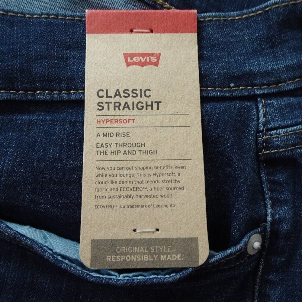 Levi's Stretch Jeans Women's Plus Size 24W Short Blue Denim Straight Leg - Picture 8 of 12